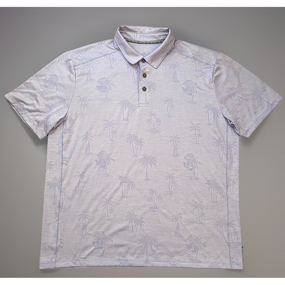 TOMMY BAHAMA Mens Purple Floral Palmera IslandZone Performance Polo‎ Shirt XL